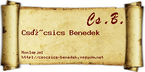 Csócsics Benedek névjegykártya